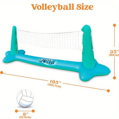 Inflatable Pool Volleyball Set with Basketball Hoop – 2-in-1 Floating Net Court Game for Kids & Adults, Summer Pool Party Toy, Outdoor Swim Sport, Backyard Water Fun