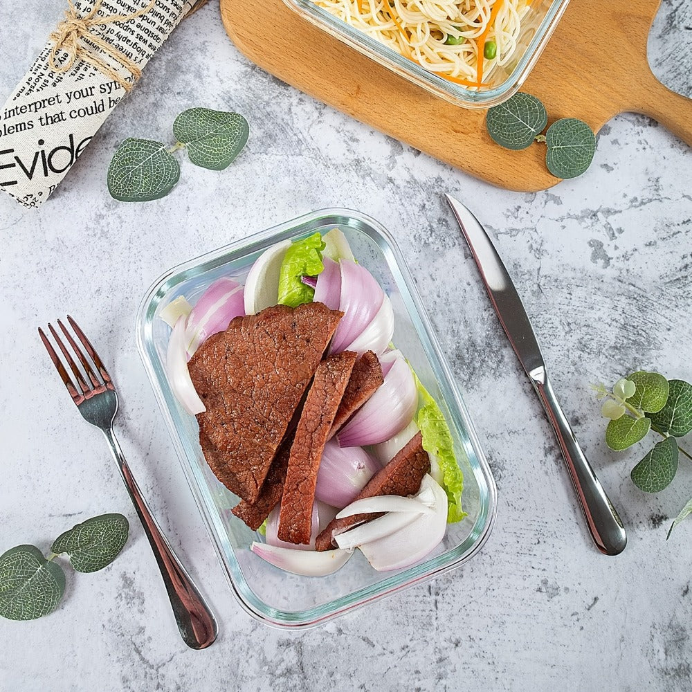Food Storage Containers Ten-Piece Borosilicate Glass Set with Snap-Lock Lids in Pink, Black or Green