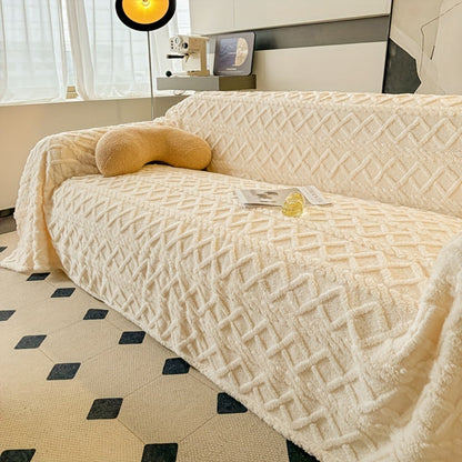 Sofa Cover 300 GSM Shu Velveteen Jacquard Throw in Three Sizes and Five Solid Colors for Armchair to Sectional