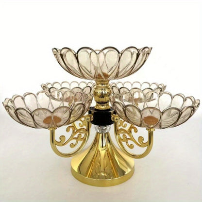 Five-Tier Rotating Fruit Plate Set with Round Multi-Layer Bowls for Snacks, Candy or Dessert Display
