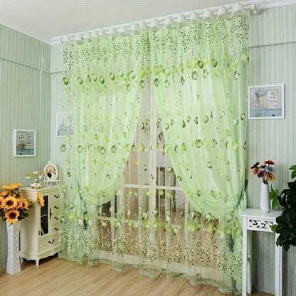 Two-Panel Sheer Tulip Window Curtain Set with Gathered Rod-Pocket Top, 79-Inch Length and Three Colors