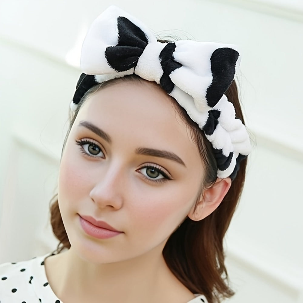 Six Bow-Front Headbands with Six Image-Bound Patterned Designs for Hair and Face-Care Routines
