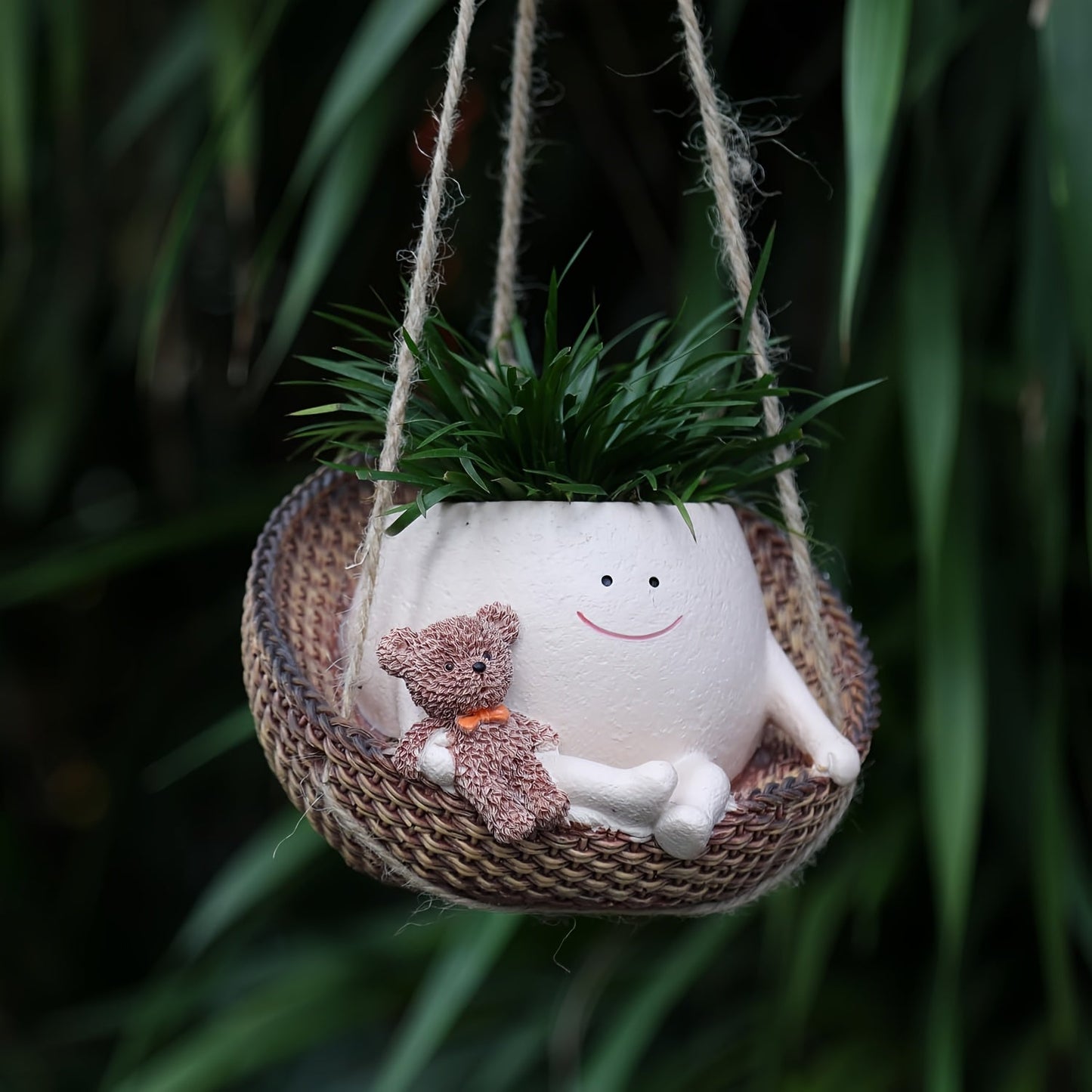 Character Planter with Musical Figure Detail in Guitar, Hanging-Bear or Purple-Ukulele Design Options
