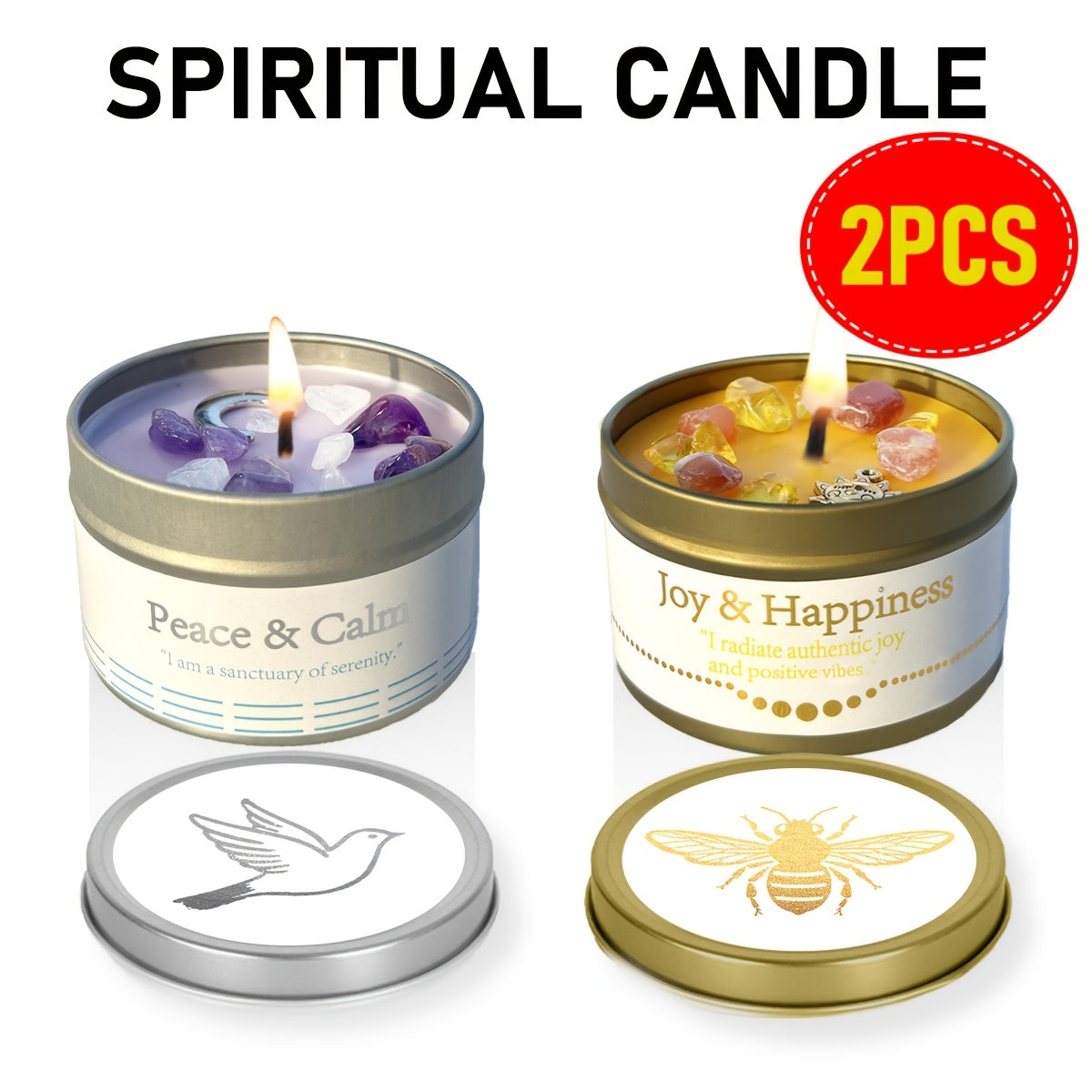 3oz Decorative Tin Candle or Two-Piece Crystal and Guidance Card Set with Multiple Label Pairings