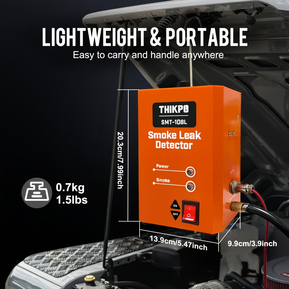Automotive Smoke Machine Leak Tester with Built-in Air Pump, EVAP Vacuum Pipe & Fuel System Leak Detector, 12V DC Car Diagnostic Tool with Cone Adapters & Smoke Hose Kit