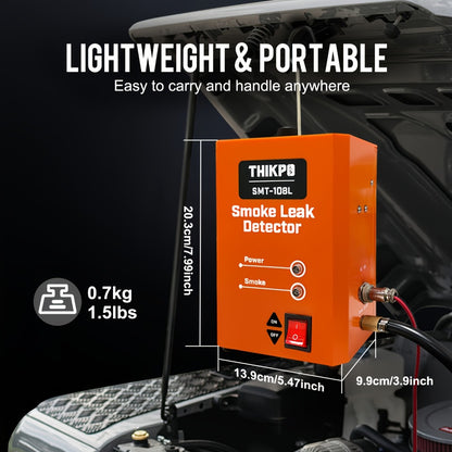Automotive Smoke Machine Leak Tester with Built-in Air Pump, EVAP Vacuum Pipe & Fuel System Leak Detector, 12V DC Car Diagnostic Tool with Cone Adapters & Smoke Hose Kit