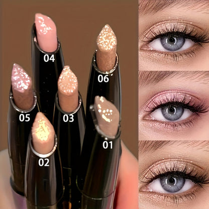 Six-Piece Shimmer Eyeshadow Stick Set in Black Twist-Up Tubes with Exact 6-Pack Checkout Label