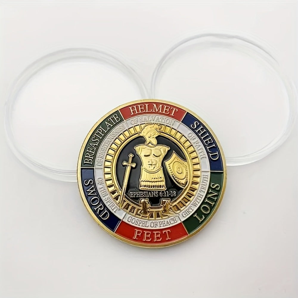 Twenty-Piece Armor of God Commemorative Token Set with Gold-Color Finish and Clear Capsules