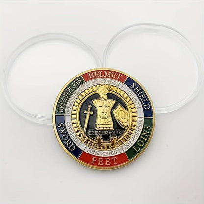 Twenty-Piece Armor of God Commemorative Token Set with Gold-Color Finish and Clear Capsules