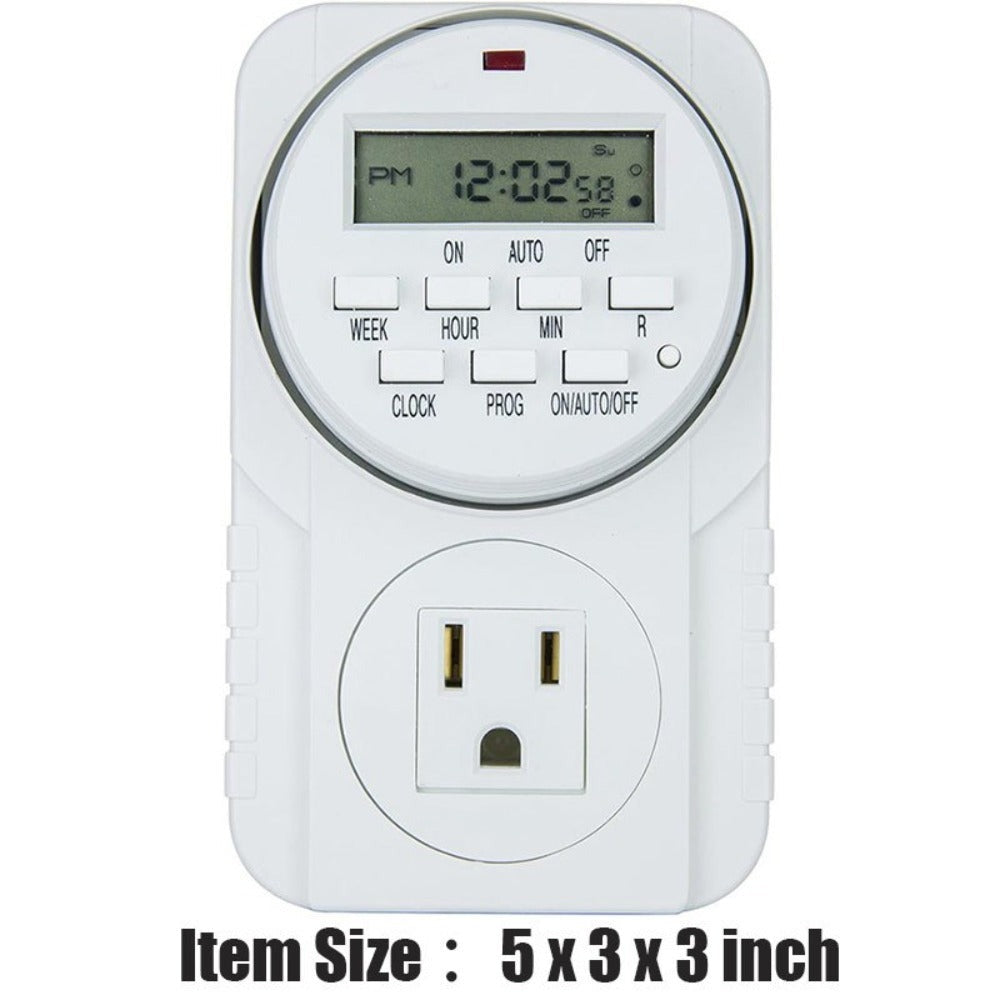 7-Day Heavy Duty Digital Programmable Timer with Dual Outlet - 24 Hour Indoor Electric Timer for Hydroponics, Lamp, Light, Fan, 120V 60Hz, Two Outlet Weekly Scheduling Timer Switch