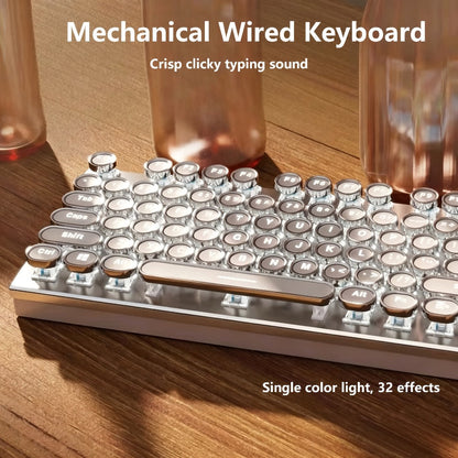 Steampunk Typewriter Mechanical Keyboard with Blue Switches – Retro Old-Fashioned USB Wired Gaming & Office Keyboard for Desktop Laptop PC Windows, Unique Aesthetic Gift for Gamers & Typists