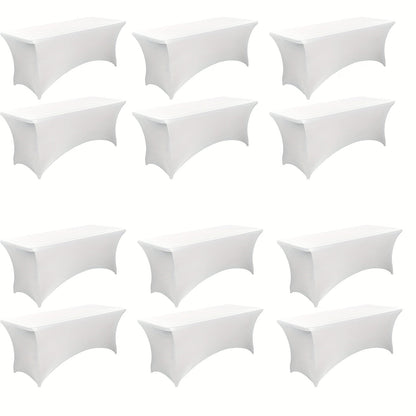 6 Foot Stretch Tablecloth 6/12/24 Pack - Rectangular Spandex Table Cover for Weddings, Trade Shows & Events