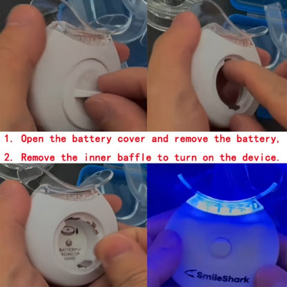 Battery-Powered LED Teeth Whitening Kit with Three Gel Syringes, Mouth Trays and Storage Case