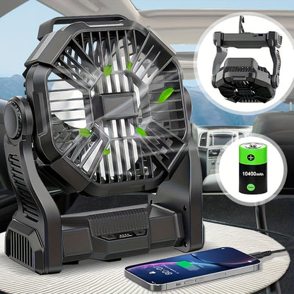 Portable Camping Fan with Hanging Hook, Three-Level Lantern and 12 Color or Style Options Pictured