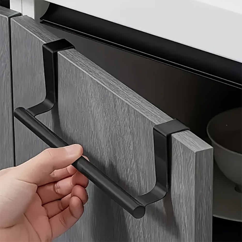 Stainless Steel Over-Cabinet Towel Bar Set, 2 Pieces in Black or Silver, 36.5cm for Kitchens and Bathrooms
