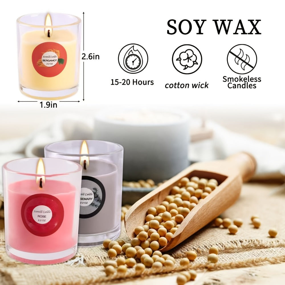 20-Piece Candle Gift Set with Glass Jars, Ten Fragrance Label Styles and Multicolor Assortment