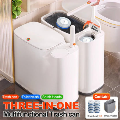 7.7L Bathroom Waste Bin and Disposable Toilet Brush Station with 12 or 72 Replacement Heads