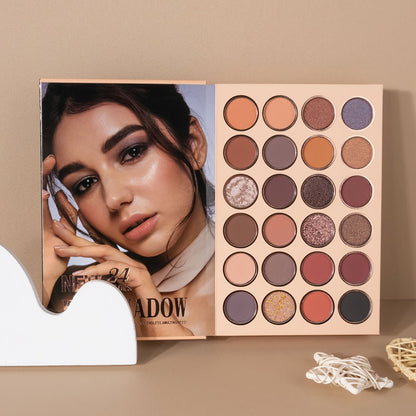 3-in-1 Eyeshadow Blush Highlighter Palette Loose Powder Book-Style Folding Compact Moisturizing Buildable Pigment Luminous Finish for Daily Glam Travel Gift Women