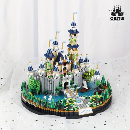 Fairytale Princess Castle Micro Building Block Set with 3,600 Pieces, 26 cm Display Base for Ages 14+