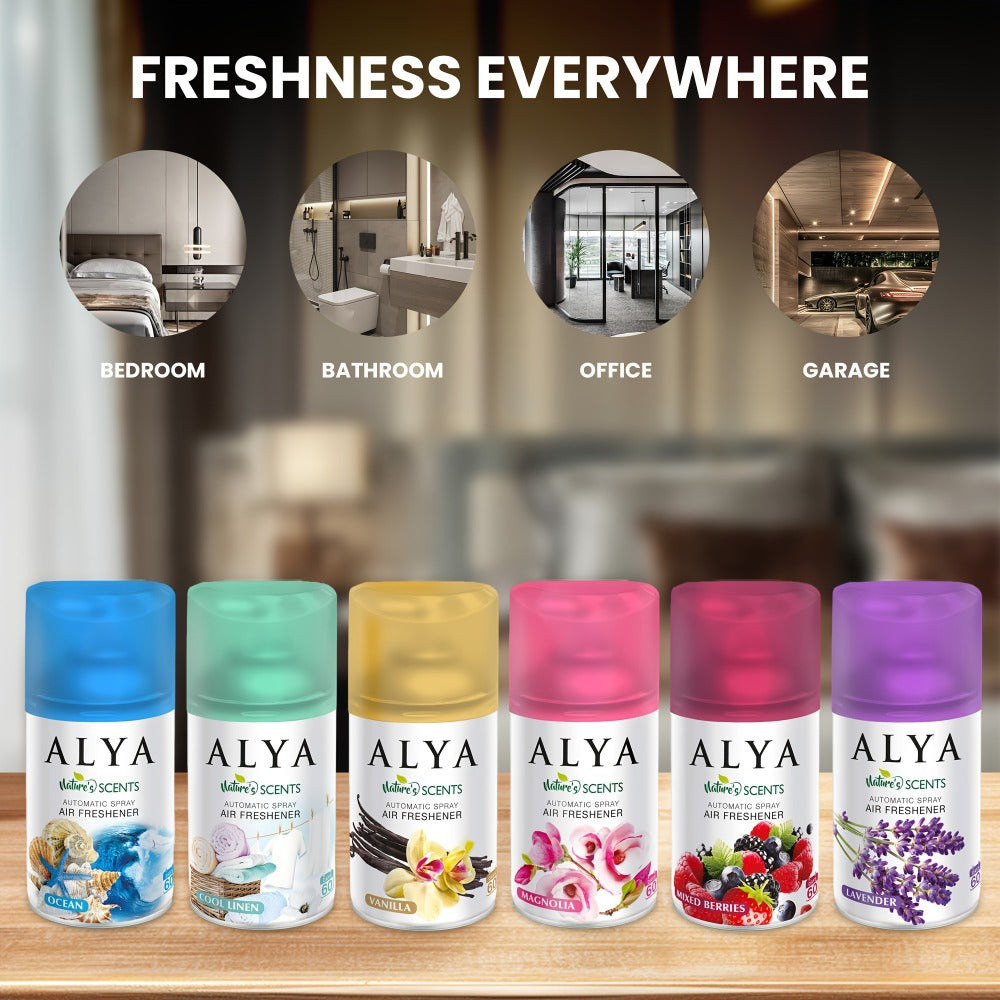 Spray Air Freshener Refill 8.45oz 1pc or 4pcs - 6 Scents Lavender Vanilla Cool Linen Ocean Mixed Berries Magnolia