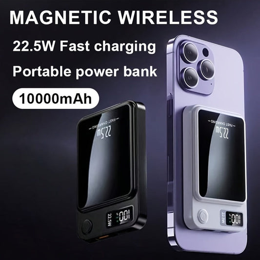 Magnetic Power Bank 10000mAh MagSafe Compatible Wireless Portable Charger PD20W 22.5W Fast Charging LED Digital Display USB-C iPhone 15 14 13 12 Android 4 Colors