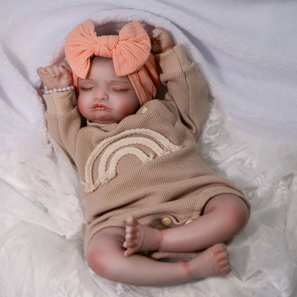 Reborn Baby Doll 20 Inch Lifelike Newborn Girl with Soft Body Feeding Set & Sleeping Pose – Realistic Silicone-Like Infant Toy Safe for Kids Ages 3+ Perfect Birthday Christmas Gift 50cm