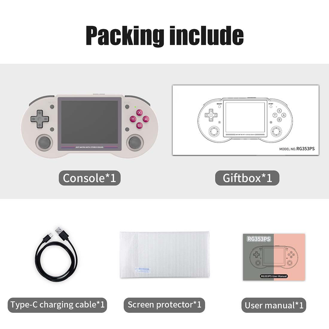 Anbernic RG353PS Handheld Game Console Linux RK3566 3.5-Inch 4:3 IPS HDMI Retro Emulator 3500mAh Plug and Play Wi-Fi Bluetooth