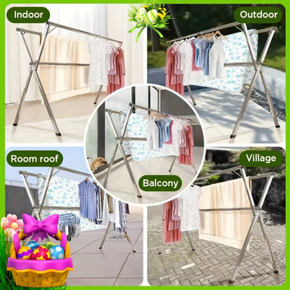 Stainless Steel Clothes Drying Rack Adjustable Retractable Foldable Indoor Outdoor Laundry Rack Heavy Duty
