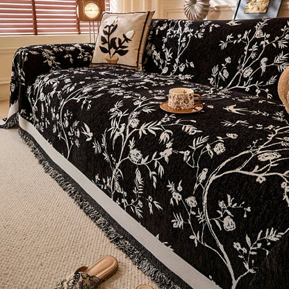 Sofa Cover Chenille Thickened Non-Slip Couch Slipcover Floral Pattern for Living Room Office Pet-Safe All-Season — 1 2 3 4 Seater Sizes