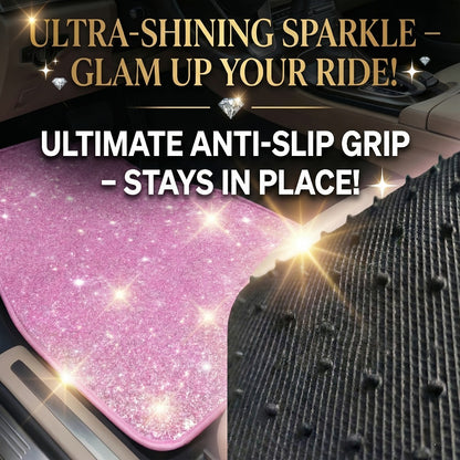 Crystal Bling Car Floor Mats for Women – Sparkling Diamond & Flash Glitter Universal Non-Slip Waterproof Auto Floor Pads, Fashionable Car Interior Accessory, 4/8pcs Set, Great Christmas Gift