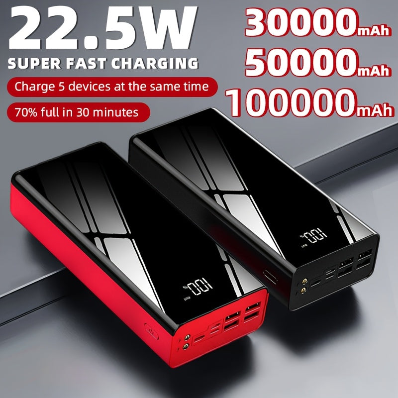 Power Bank 100000mAh 22.5W Super Fast Charging Two-Way USB-C Digital Display Large Capacity Portable Charger for Travel Camping Outdoor Emergency Backup