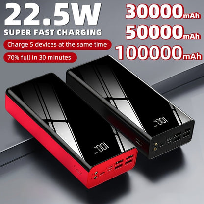 Power Bank 100000mAh 22.5W Super Fast Charging Two-Way USB-C Digital Display Large Capacity Portable Charger for Travel Camping Outdoor Emergency Backup