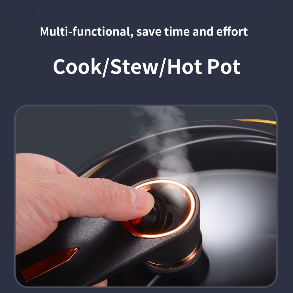 Ceramic-Coated Stockpot Cookware with 8.45QT Capacity, Twist-Lock Lid Handle and Three Colors