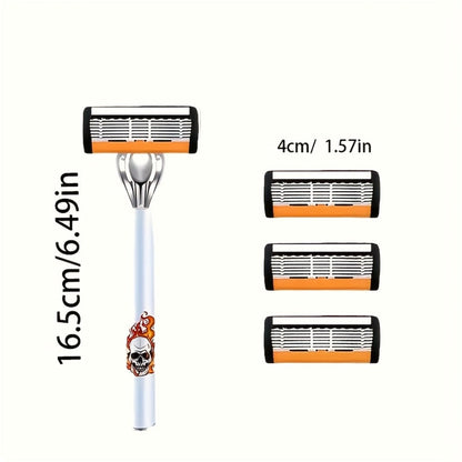Men's Razor 6-Layer Blade 72 Replaceable Blades 2 Anti-Slip Handles – Ultra-Sharp Cartridge Shaver for Close Smooth Shave Face Beard Body Daily Travel Business Trip Grooming Gift Set for Men