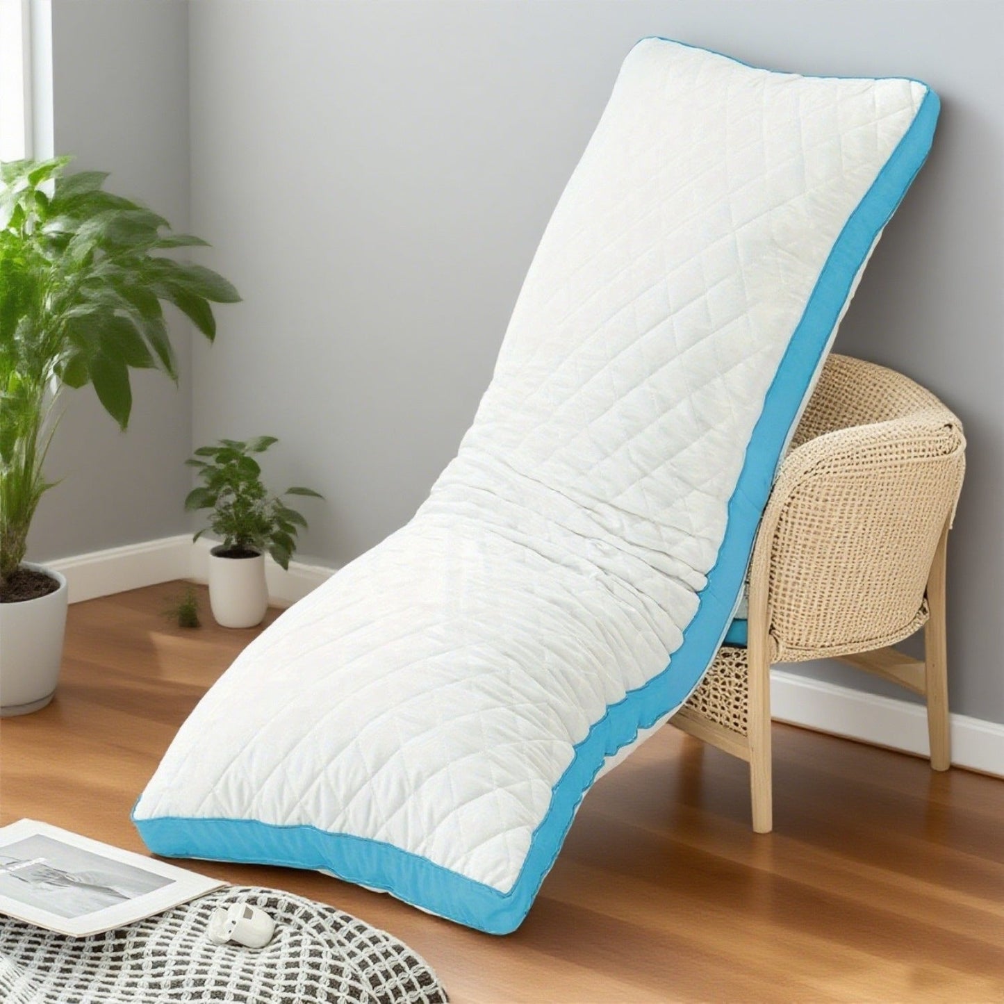 Memory Foam Body Pillow, 51.18 x 17.72 Inches with Quilted Polyester Cover in Grey, Cooling Blue or Light Pink