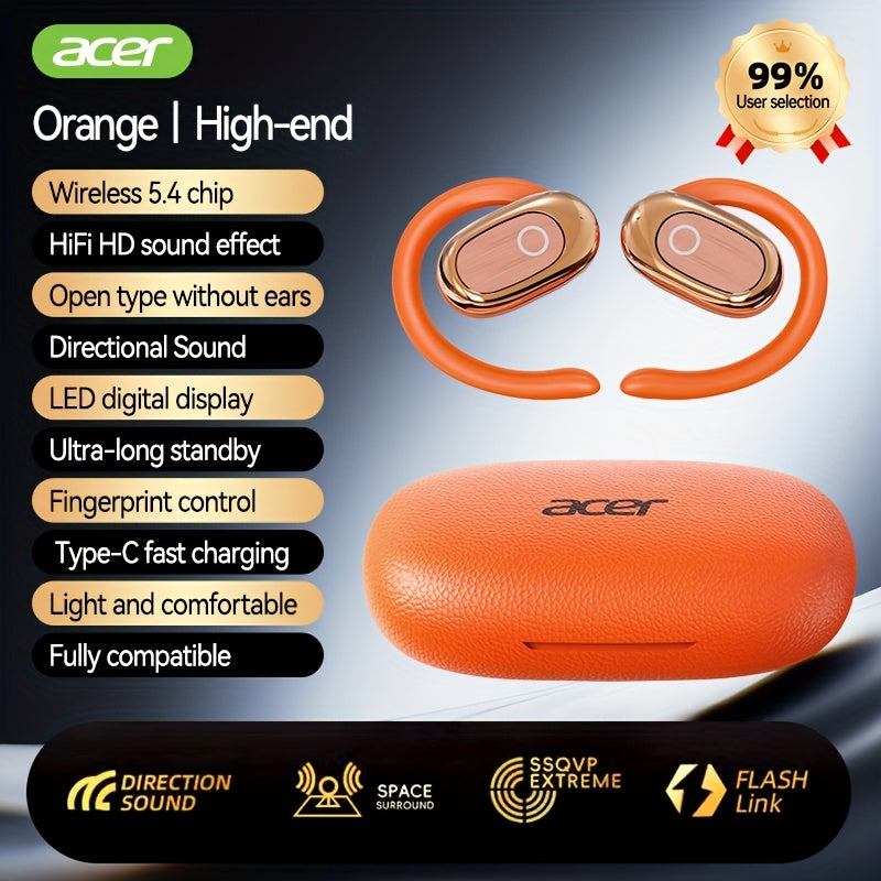 Acer Retro Earhook TWS Earbuds HiFi Deep Bass Low Latency Gaming Wireless Ultra-Long Battery Noise Reduction Touch Control Lightweight Sports Running