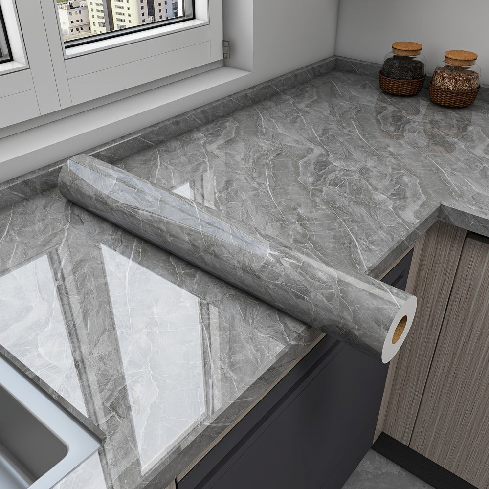 Marble Peel and Stick Wallpaper Roll - Oil-Proof Self-Adhesive Wall Contact Paper for Kitchen Backsplash Bathroom Countertop
