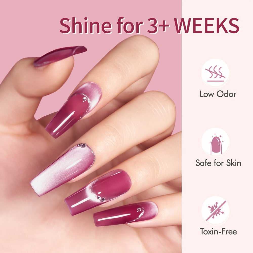 Nine-Color Cat Eye Gel Polish Jar Set with MORDDA Flower Order Shades and Included Magnetic Tool