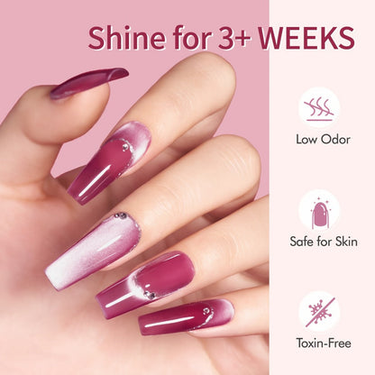 Nine-Color Cat Eye Gel Polish Jar Set with MORDDA Flower Order Shades and Included Magnetic Tool