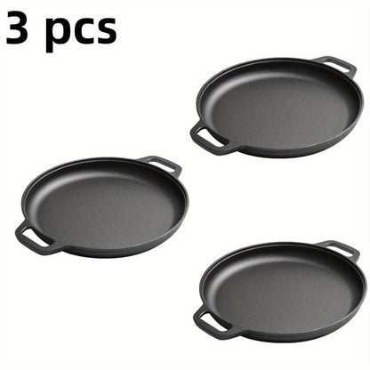 Pre-Seasoned Cast Iron Pan Set - Non-Stick Multifunctional Skillet for Pizza Home Kitchen Outdoor Cooking
