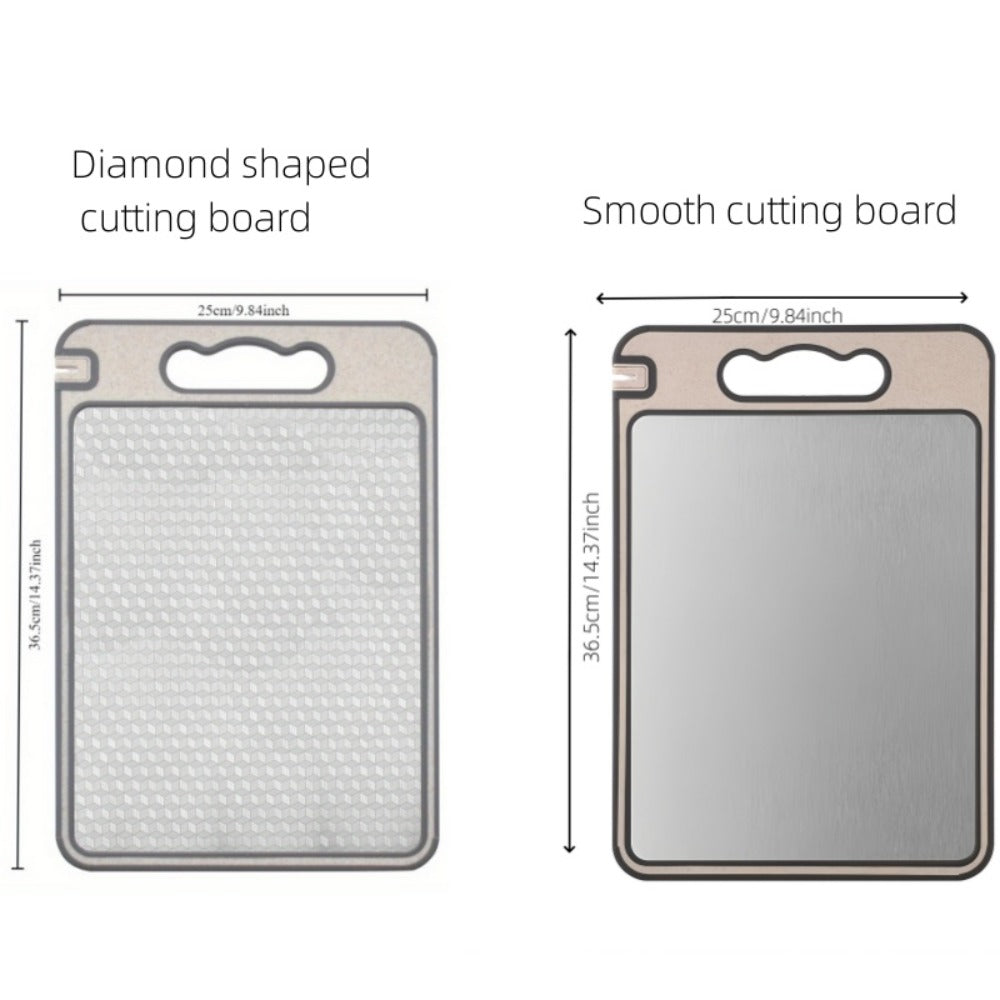 Stainless-Steel-Labeled Cutting Board with Handle and Diamond-Mesh or Smooth Surface Options