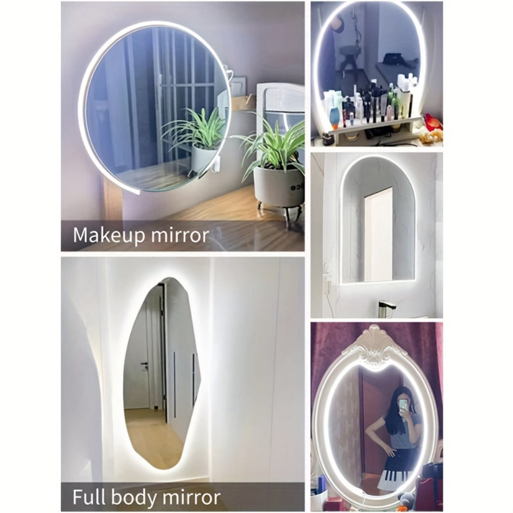 USB Mirror LED Light Strip with Touch Dimmer, White or Warm Light in 118.11-Inch Single or 196.85-Inch Two-Piece Options
