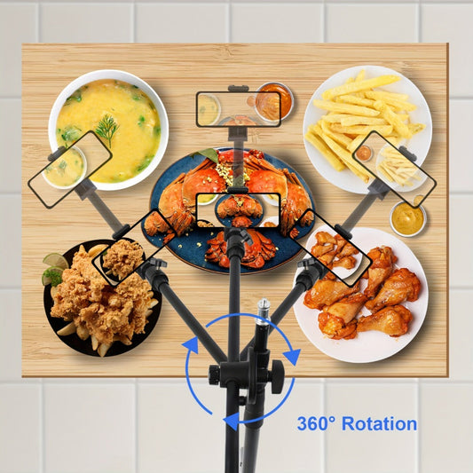 62 Inch Overhead Phone Tripod with Travel Bag – Adjustable Top-Down Bird Eye View Phone Holder & Desktop Stand for Cooking Tutorials, Drawing, Online Teaching, Live Streaming & Flat Lay Photography