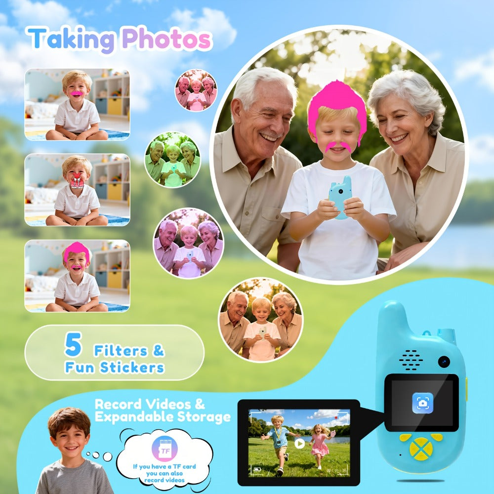 Kids Video Walkie Talkies 2 Pack with Video Call, Voice Changer & Dual Camera – Long Range Outdoor Toy, Birthday Gift for Boys Girls Age 4+, Indoor Camping Hiking Play