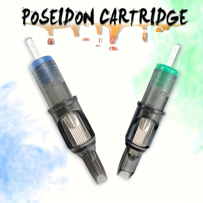 Tattoo Cartridge Needles with Poseidon Label, 50-Piece Long-Taper Round Liner Assorted Pack