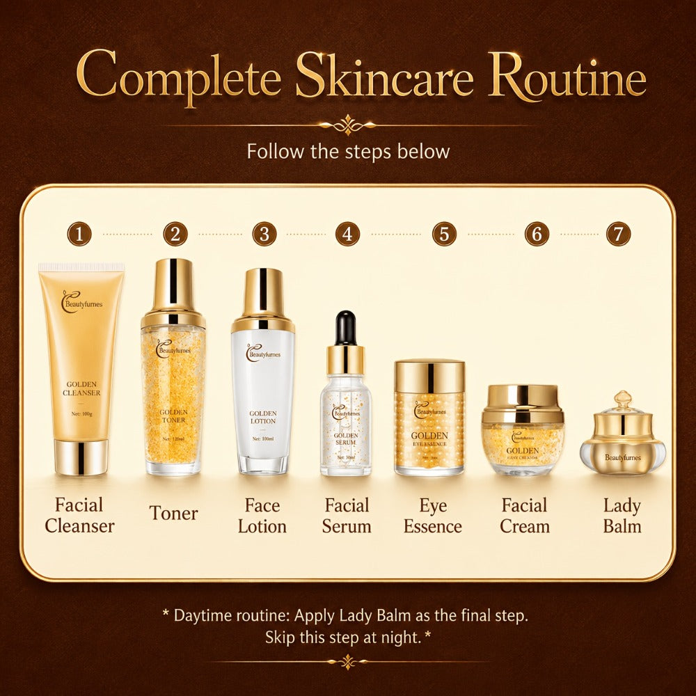 Skincare Set with Beautyluress Label, 9 Collagen and Hyaluronic Acid Cleanser Serum and Cream Items