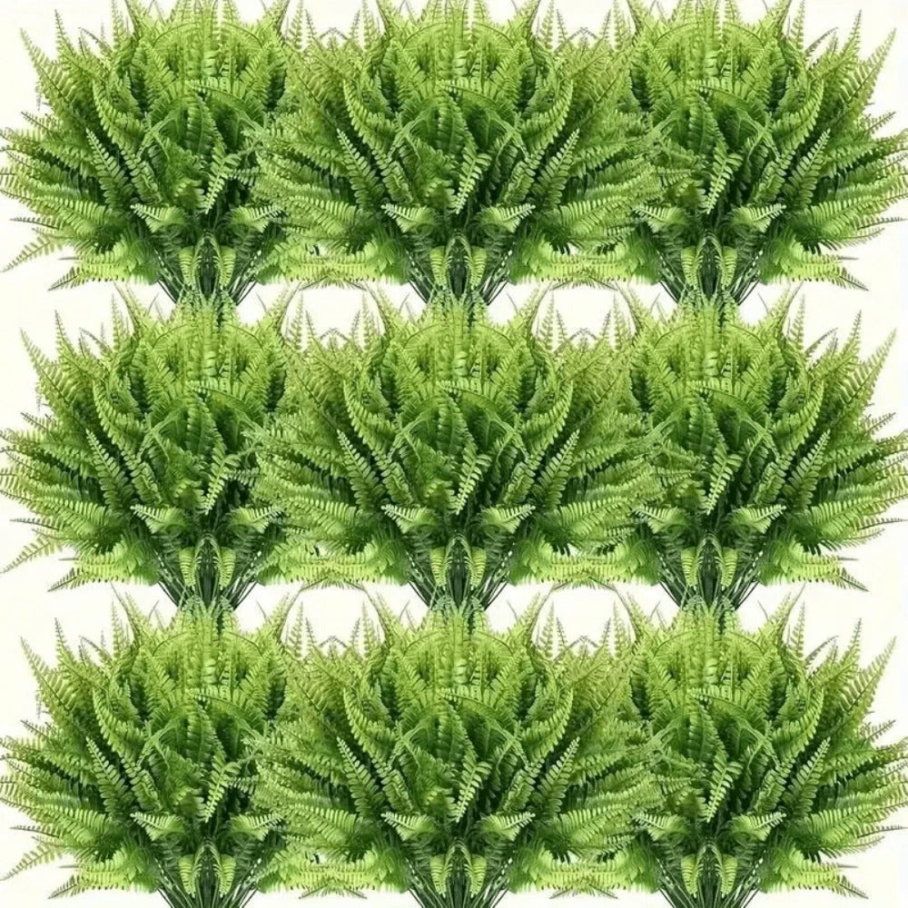 Artificial Boston Fern Stems, 10-Piece Greenery Set with 14-Inch Height and 11-Inch Spread