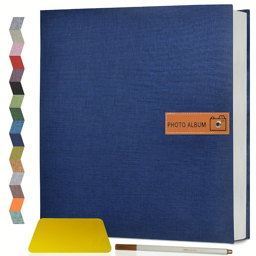 Self-Adhesive Linen Photo Album with 40- or 60-Page Options, Two Cover Sizes, Metal Pen and 12 Colors