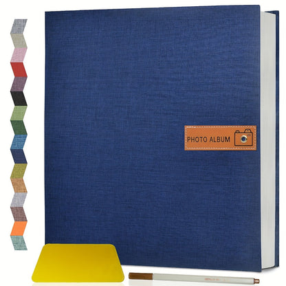 Self-Adhesive Linen Photo Album with 40- or 60-Page Options, Two Cover Sizes, Metal Pen and 12 Colors