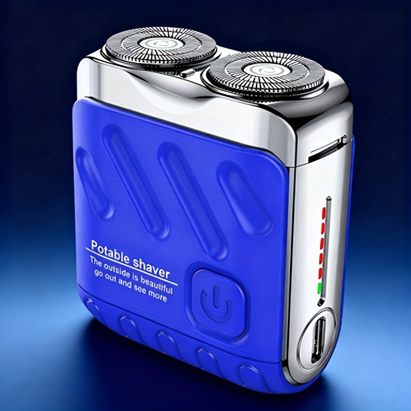 Electric Shaver Mini Dual-Head Rotary Razor with USB Charging, One-Button Control and Eleven Style Options